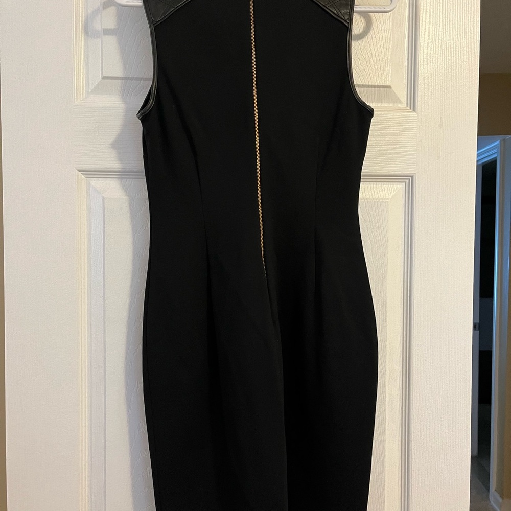 Banana Republic sheath dress with leather accents.